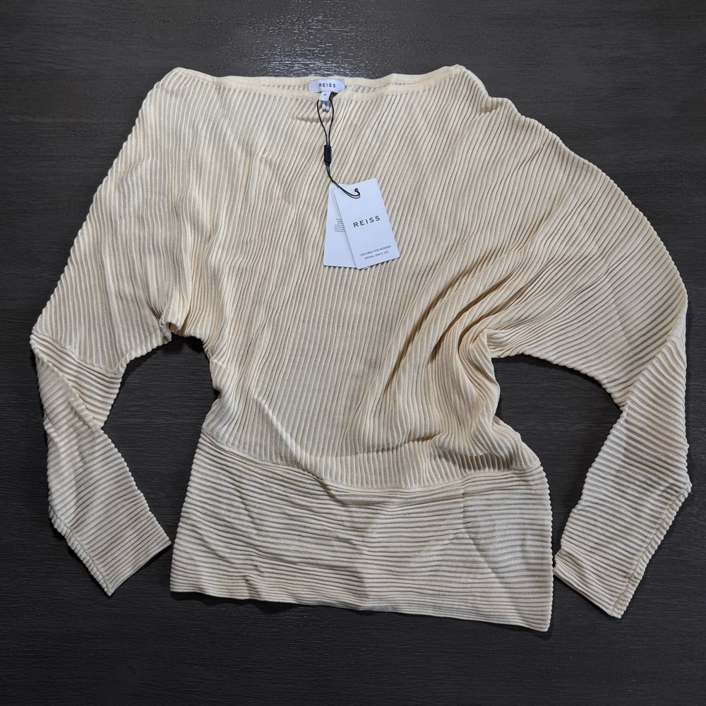 NWT Reiss Angie Sheer Asymmetrical Long Sleeve Jumper S - Picture 3 of 13